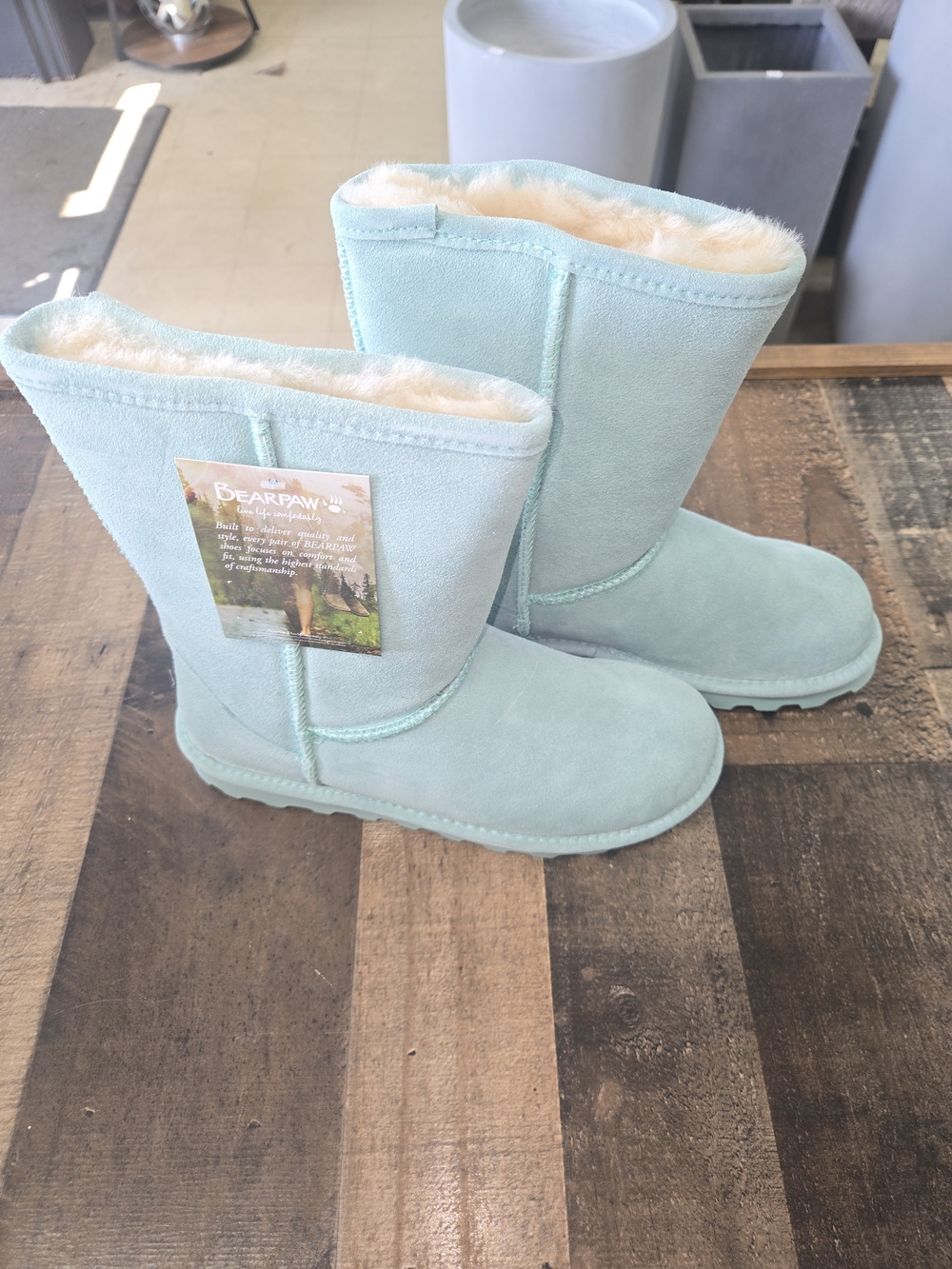 BEARPAW Elle Short Suede Boots Surfspray Blue NIB NWT Size 9